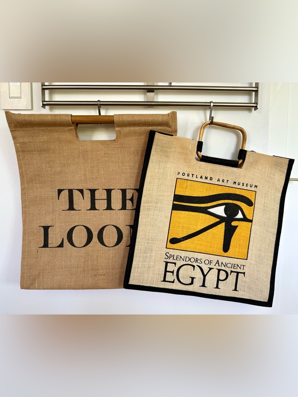 Lot of 2 - Portland Art Museum & The Loom Jute Tote Bags